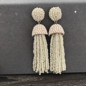 NWOT Beaded Baublebar tassel earrings WHITE